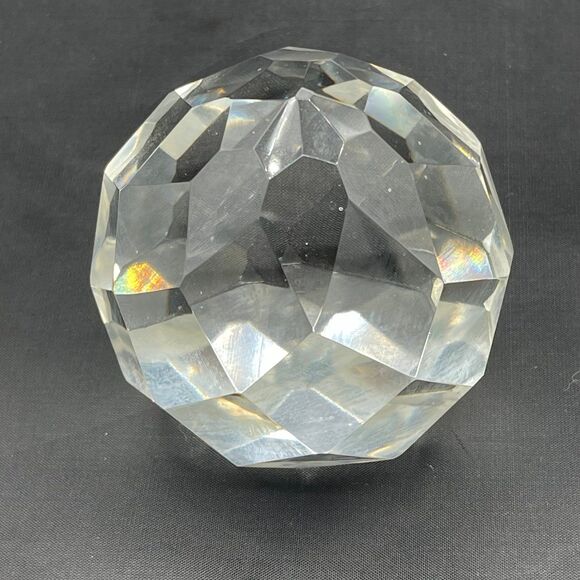 Multi-Faceted Clear Glass Lead Crystal Sphere Teardrop Prism Paperweight - Picture 2 of 9
